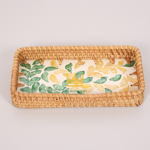 Plateau en rotin coquillage en forme de rectangle de conception de mode de vente chaude pour la décoration de vaisselle prix bon marché et bas quantité minimale de commande - Product Image 5