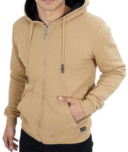 En Zipper Hoodies Sweatshirt 2024 Causal Hommes Hip Hop Street Wear Hommes Zipper Hoodies Avec Logo Personnalisé Beige - Product Image 1
