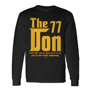 T-shirt à manches longues The 77 Don, imprimé noir et or, design inspiré du basketball, col rond unisexe, vêtements de sport pour adultes - Product Image 1