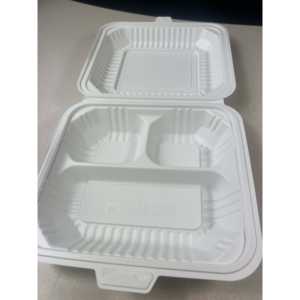 ProTakeOut [8 X 8 X 2.75 Pulgadas] Contenedores Blancos de 3 Compartimentos con Cierre Deslizante Central, Paquete de 150, Duraderos y Ecológicos, MFPP - Product Image 6