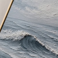 Ensemble de 2 tableaux muraux 3D texturés Vague Océanique Bleue, Peinture sur Toile Faite Main en Relief Plâtre, Paysage Marin Moderne pour Décoration de Maison et Hôtel