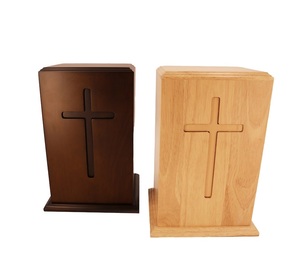 Urna cruzada de madera maciza para cenizas humanas, urnas de madera para cenizas humanas, urnas funerarias de madera de haya para cremación. - Product Image 3