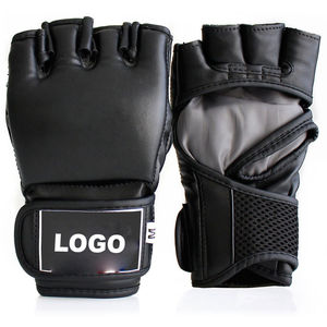 High Quality Custom Logo Leather MMA Gloves with <b>Hand</b> <b>Grips</b> and <b>Adjustable</b> Wrist Strap for Martial Arts and Boxing (Unisex) - Product Image 1