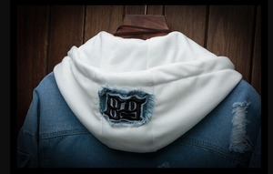 <b>Men's</b> Denim Sweatshirt Jacket Comfortable Cozy Outerwear Hip Hop Denim <b>Hoodie</b> for <b>Men</b> - Product Image 5