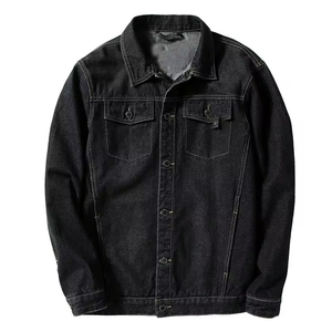 Veste en jean pour homme OEM, vêtement décontracté d'extérieur, fermeture éclair, col montant, logo sur le devant, coupe classique, veste en jean - Product Image 2