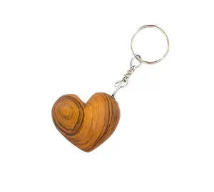 Modern Wooden key ring Heart shaped solid wood keyring handicraft best design wholesale supplier best gifts use