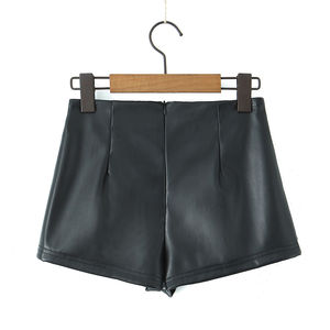 กางเกงขาสั้นสำหรับผู้หญิงกระโปรงสั้นหนัง PU สีดำเอวสูงไร้รอยต่อกางเกงขาสั้นหนังแท้สินค้ามืออาชีพ - Product Image 1