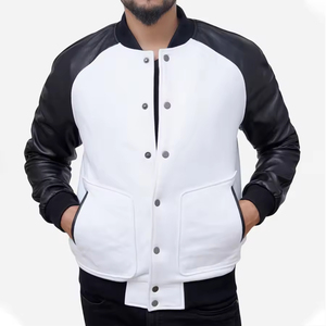 Manteau universitaire Letterman de baseball avec logo brodé personnalisé blouson bombardier en cuir pour hommes veste d'hiver - Product Image 1