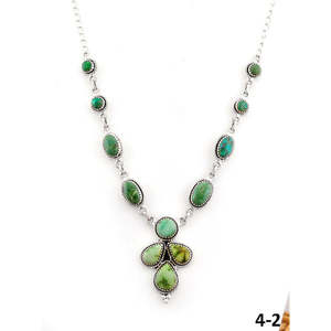 Collier en turquoise et argent sterling de style sud-ouest, émeraude de la vallée, bijou de collection culturelle - Product Image 2