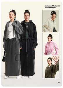 Nueva ropa de calle caliente de alta calidad para chicas, sudadera con cremallera para mujer, sudaderas con capucha recortadas con estampado informal de gran tamaño para mujer - Product Image 4