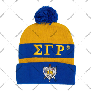 Sigma Gamma Rho Bonnet en tricot d'hiver avec pompon 100% Acrylique Fitted Sorority Hat Crest Logo Cozy Knit Cap pour les femmes pour le voyage - Product Image 1