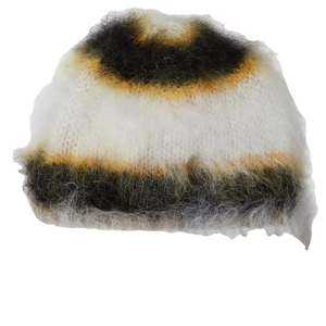 Venta al por mayor logotipo personalizado de punto Jacquard Fluffy Fuzzy de alta calidad de bloque de color grueso Beanie Neutral Colors Vintage Wash - Product Image 6