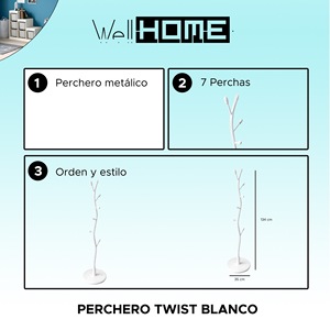 Appendiabiti in Metallo WELL HOME con 8 Ganci, Dimensioni 35x35x134cm, Resistente ed Elegante - Product Image 2