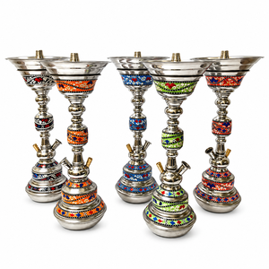 Cachimba cuadrada de acero inoxidable con incrustaciones de nácar |   Cachimba Decorativa Árabe Hecha a Mano con Incrustaciones Coloridas - Product Image 3