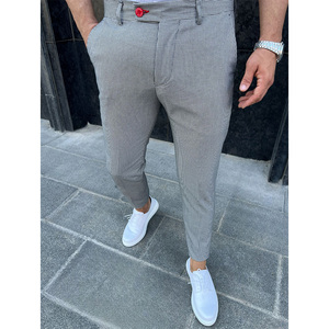 กางเกงผ้าวูลน้ำหนักเบาทรงสลิมฟิตสำหรับผู้ชายผ้า30% ขน70% ผ้าโพลีเอสเตอร์ดีไซน์คลาสสิคผ้าชิโน่ - Product Image 1