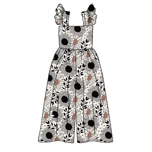 Pagliaccetto personalizzato per bambini e bambine estivo intero stile senza maniche con stampa floreale Hawaii tute con volant per bambine - Product Image 4
