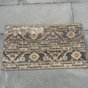 Vintage 1.6x2.2 ft Rug, Turkish Rug, <b>Brown</b> Persian <b>Wool</b> Rug - Product Image 3