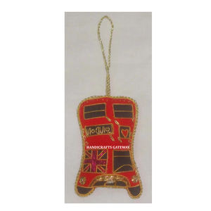 ปรับแต่งการออกแบบสีแดงรูปร่างแฮนด์เมดใช้ Zari เย็บปักถักร้อยทำงานบนเครื่องประดับคริสต์มาสแขวนตกแต่งผลิตภัณฑ์บนต้นไม้ X-Mas - Product Image 1
