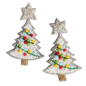 Pendientes de gota de semilla de árbol de Navidad blanco de moda hechos a mano de India diseño con volantes joyería de moda - Product Image 1