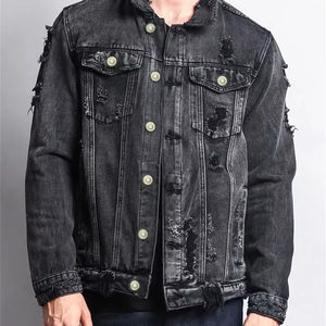 Nouvelle mode hommes trous cassés Denim veste rue décontracté mâle jeunesse simple boutonnage épissage poche à manches longues Slim Fit manteau - Product Image 1