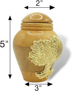 Wooden Cremation Urns for Ashes Adult Male/Female -Beautiful Unique 3D Style Decorative Urns W/<b>Velvet</b> <b>Bag</b> -5" (Tree of Life) - Product Image 2