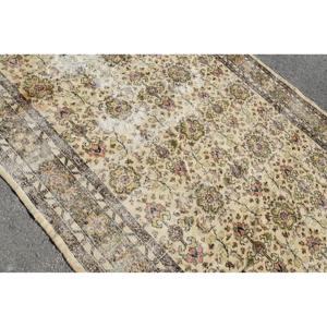 พรมตุรกีขนาด 6.2x9.7 ฟุต พรมวินเทจขนาดใหญ่ พรมลายตารางสีเบจน้ำตาล - Product Image 5