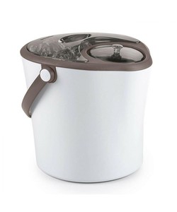 Seau à glace en cuir de conception la plus récente pour les restaurants d'hôtel et le seau de bar seaux à glace de conception moderne blanc et marron seaux de forme ronde - Product Image 4