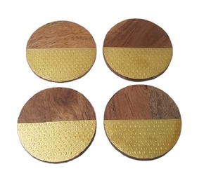 Doted Design Brass Wood Coaster Kitchen Water Proof Kitchen Accessories AMERICAN Technics Logo - Product Image 1