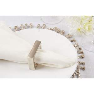 Anneaux de serviette rectangulaires en or moderne, décor de table en métal géométrique creux, accessoires de salle à manger de luxe, porte-serviettes minimaliste - Product Image 5