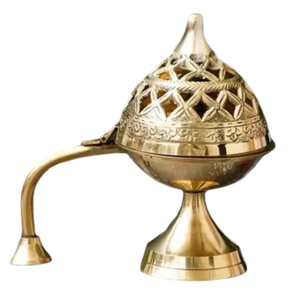 Quemador de Incienso de Latón Puro de Alta Calidad con Grabado y Acabado Pulido, Quemador de Lobán Tradicional de Latón Vintage para Decoración del Hogar - Product Image 4