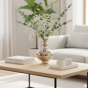 Florero de Latón de Alta Calidad |   Diseño Tradicional Hecho a Mano |   Multicolor Dorado |   Decoración de Lujo para Oficina en Casa - Product Image 5