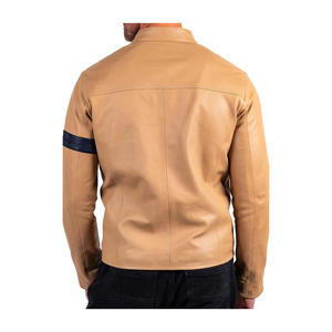 Chaqueta de cuero de calle alta para hombre, chaqueta de montar clásica con logotipo frontal, Equipo de Motocicleta, estilo Vintage - Product Image 4