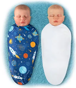 适用于男女通用新生儿0-3个月男孩女孩的弹性襁褓毯接收带头带帽的毯子