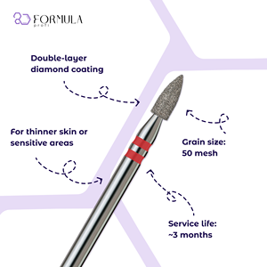 ดอกสว่านเจียรเล็บเพชรแบบมืออาชีพ ขนาด 2.5 มม. สีแดง สำหรับดูแลหนังกำพร้า - Product Image 2