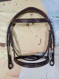 Bride de cheval en cuir faite à la main demi-muserolle durable licou équestre pour l'équitation et l'entraînement - Product Image 3