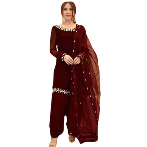 Prix de gros des conceptions personnalisées Punjabi Shalwar Kameez robe femmes tenue de soirée décontractée à manches longues grande taille ensembles de vêtements pour femmes - Product Image 3