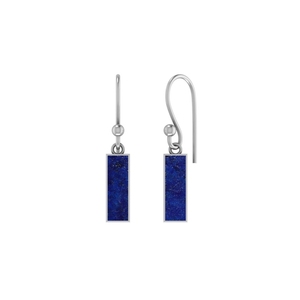 Boucles d'oreilles pendantes en argent sterling 925 de haute qualité, finition haut de gamme, lapis-lazuli, double cœur, forme baguette, sertissage en bélière, tendance, mariage - Product Image 1