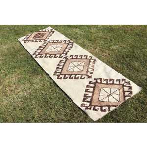 Vintage Runner Rug 2,4x7,<b>9</b> ft (72x240 cm), Herki Brown Paisley Turkish Rug - Product Image 4