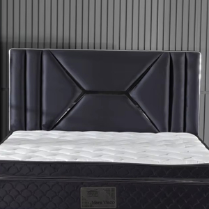 Tête de lit rembourrée noire avec rembourrage en mousse et élégante - Product Image 1