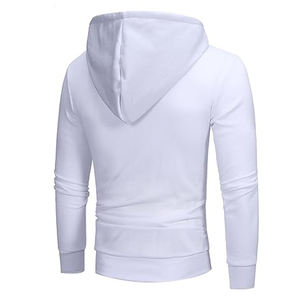 Sweat à capuche en molleton zippé à manches longues coupe ajustée Sweat-shirt d'hiver léger avec cordons Couleur unie - Product Image 3