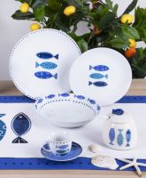 Vaisselle décorative en porcelaine de design italien Excelsa, 18 pièces |   Assiettes |   Style méditerranéen |   Réutilisable |   Compatible micro-ondes |