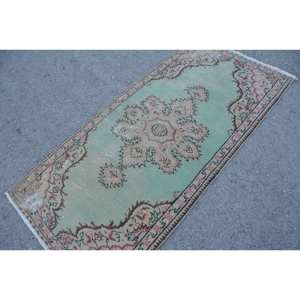 Alfombra clásica de lana verde Beige de 2,9x6,1 pies Vintage turco área grande rectángulo Patchwork látex abstracto para alfombra de habitación de pasillo - Product Image 2