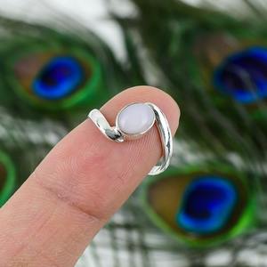 Bague cabochon en quartz rose naturel faite à la main en argent sterling massif 925 925 estampillé pour femmes - Product Image 3