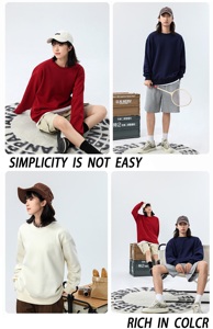 เสื้อสเวตเชิ้ตหนานุ่ม 500 กรัม สไตล์ลำลอง ขายส่งแบบ OEM เสื้อพูลโอเวอร์เรียบง่าย ผ้าพลัฌสีขาว คอกลม ผ้าฝ้าย สกรีนโลโก้ตามสั่ง - Product Image 4