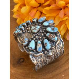 Bracelet Telly John Golden Hill Mega Cuff en turquoise et argent sterling, accessoire de mode - Product Image 5