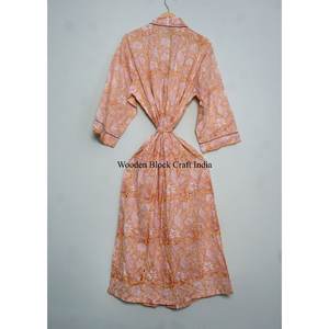 Kimono en coton indien à bas prix en gros, fabriqué à la main, par un fabricant de vêtements pour femmes, robe longue kimono de créateur - Product Image 6