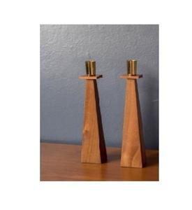 Juego de 3 candelabros de madera rústica de color blanco personalizado portavelas de blanqueamiento de pilar para velas de Pilar - Product Image 4