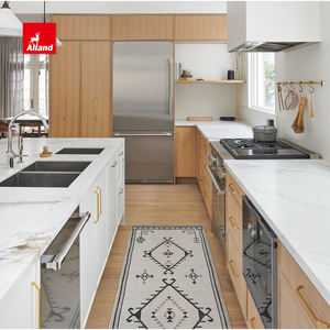 Meubles de cuisine modernes en bois massif, design d'angle, organisateur et rangement d'images, sans cadre, bon marché, par le fabricant Alland - Product Image 2