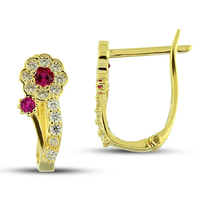 Boucles d'oreilles à clip plaquées or 14 carats de haute qualité, émail fin, motif floral, zircon, style tendance pour enfants, faites à la main, cadeau de Turquie, 18 carats, 21 carats