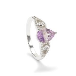 Bague en améthyste naturelle 1,55 ct avec incrustation de zircon blanc, en argent sterling, bijoux de mode éternité - Product Image 1